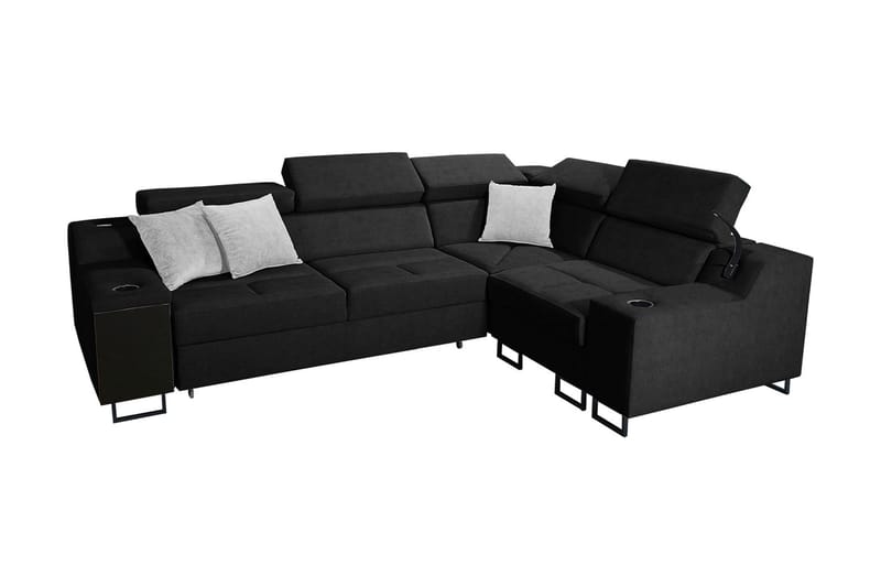 Seginus Hörnbäddsoffa 4-sits 210x127, Svart
