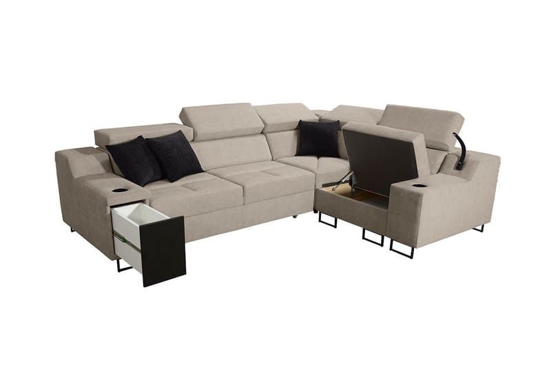 Seginus Hörnbäddsoffa 4-sits 210x127 - Svart - Möbler - Soffa - Bäddsoffa
