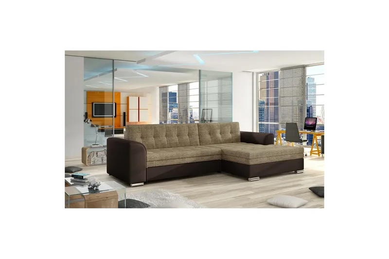 Sektion Eltap Conforti 275x165x78 cm, Berlin 03, Soft 66, Beige, Mörkbrun, Höger