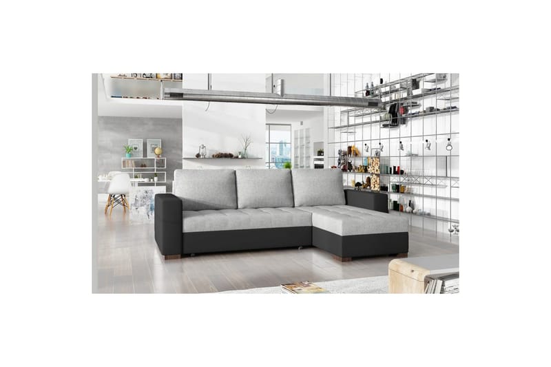 Sektionssoffa Eltap Newark 237x150x90 cm, Sawana 21, Soft 11, Grå, Svart