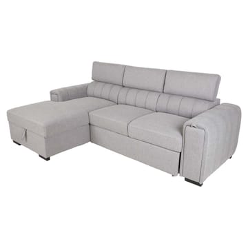 Selmar 2-sits Vänster Hörnbäddsoffa med Förvaring i Tyg - Grå - Möbler - Soffa - Bäddsoffa