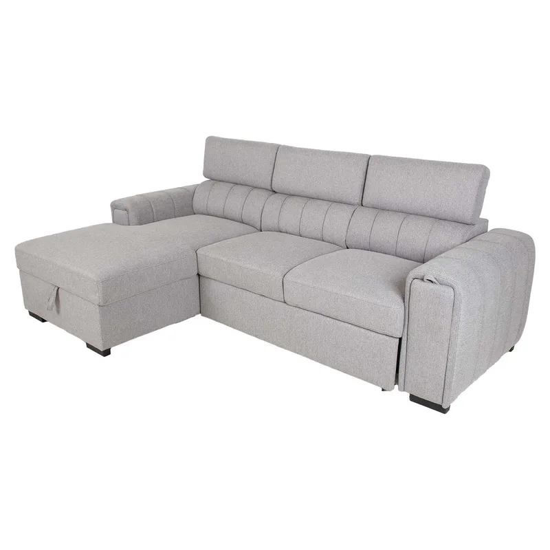 Selmar 2-sits Vänster Hörnbäddsoffa med Förvaring i Tyg - Grå - Möbler - Soffa - Bäddsoffa
