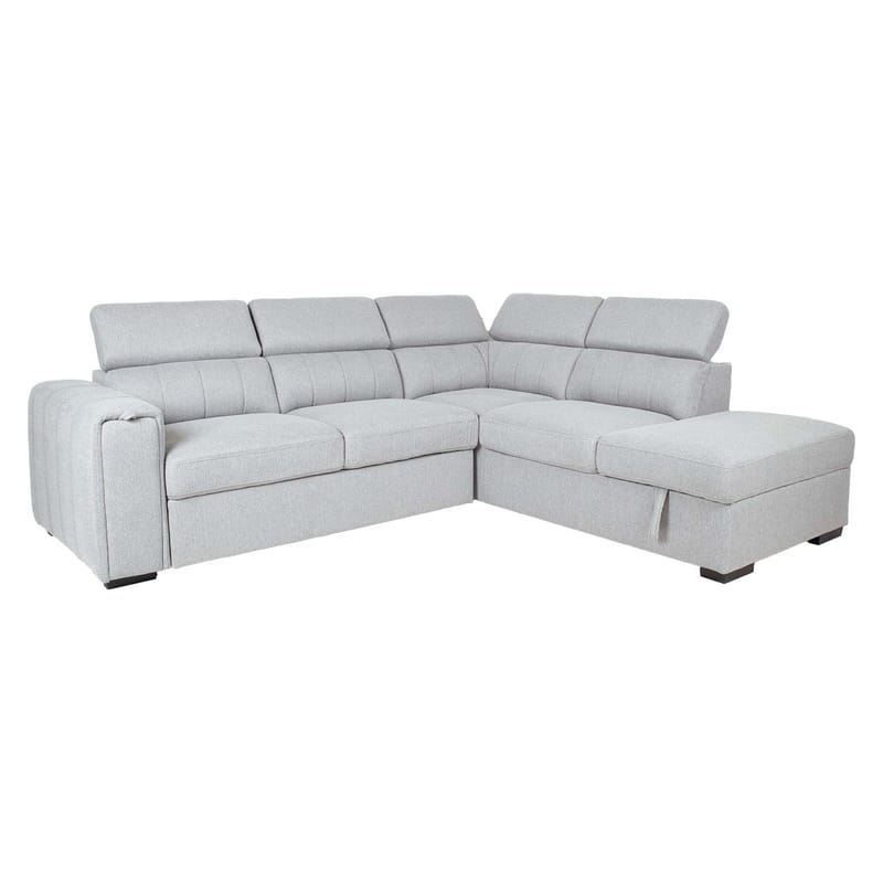 Selmar 4-sits Höger L-formad Hörnbäddsoffa med Förvaring i Tyg - Grå - Möbler - Soffa - Bäddsoffa