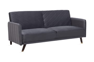 Senja 2-sits Bäddsoffa 200 cm i Sammet med Träben - Grå - Möbler - Soffa - Bäddsoffa