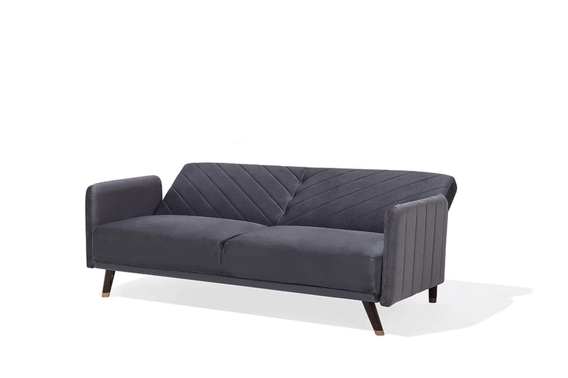 Senja 2-sits Bäddsoffa 200 cm i Sammet med Träben - Grå - Möbler - Soffa - Bäddsoffa