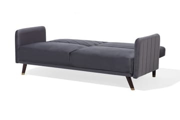 Senja 2-sits Bäddsoffa 200 cm i Sammet med Träben - Grå - Möbler - Soffa - Bäddsoffa