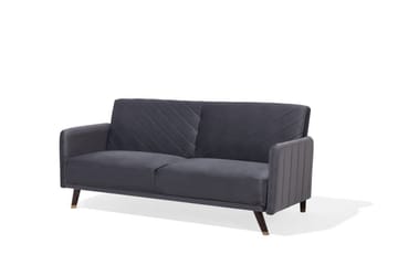 Senja 2-sits Bäddsoffa 200 cm i Sammet med Träben - Grå - Möbler - Soffa - Bäddsoffa