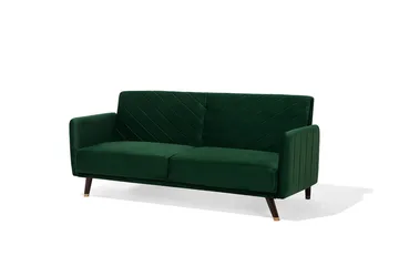 Senja Rektangulär Längsbäddad Bäddsoffa 110x181 cm i Sammet - Grön - Möbler - Soffa - Bäddsoffa