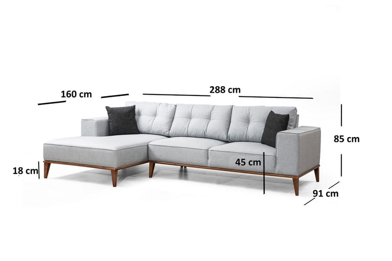 Shallo Bäddsoffa med Divan Vänster - Grå - Möbler - Soffa - Bäddsoffa