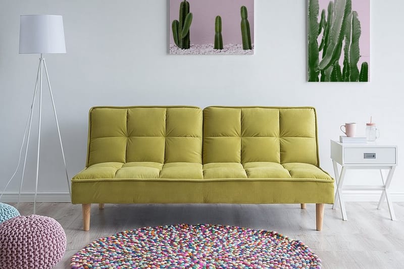 Siljan 3-sits Rektangulär Fällbar Bäddsoffa 105x177 cm i Sammet - Grön - Möbler - Soffa - Bäddsoffa