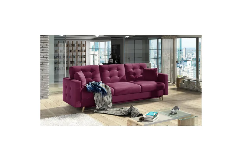 Soffa Eltap Asgard 233x93x92 cm, Mat Velvet 68, Röd