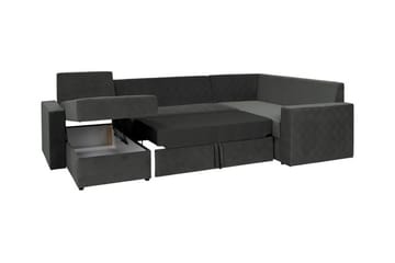 Staffin 4-sits Höger U-formad Hörnbäddsoffa 140x270 cm med Förvaring i Tyg - Grå - Möbler - Soffa - Bäddsoffa