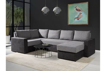 Staffin 4-sits Höger U-formad Hörnbäddsoffa 140x270 cm med Förvaring i Tyg - Grå - Möbler - Soffa - Bäddsoffa