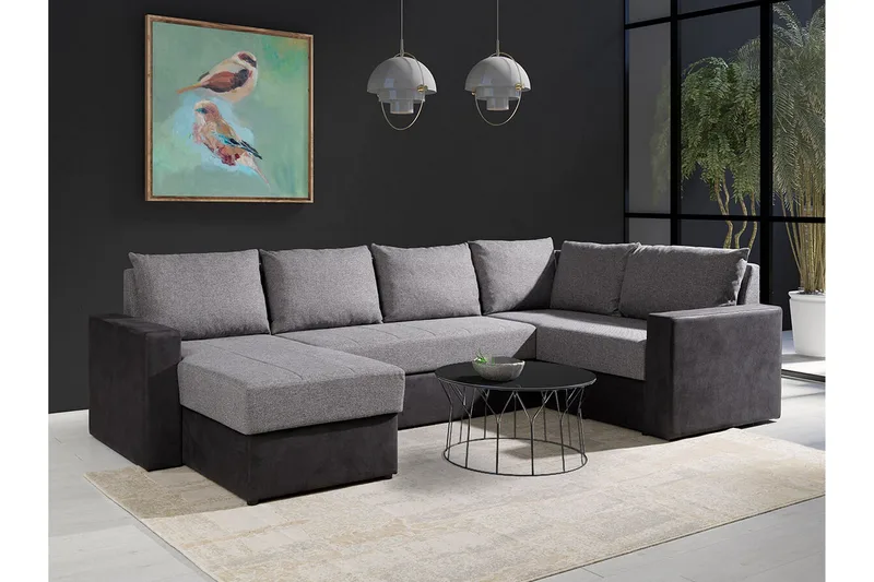 Staffin 4-sits Hörnbäddsoffa Dark grey/Light grey - Möbler - Soffa - Bäddsoffa