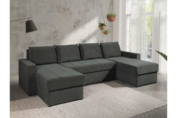 Staffin 4-sits U-formad Hörnbäddsoffa 140x283 cm med Förvaring i Tyg - Mörkgrå - Möbler - Soffa - Bäddsoffa
