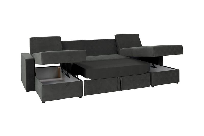 Staffin 4-sits U-formad Hörnbäddsoffa 140x283 cm med Förvaring i Tyg - Mörkgrå - Möbler - Soffa - Bäddsoffa