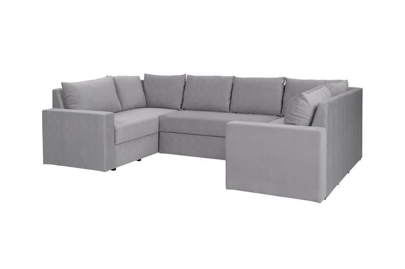 Staffin 4-sits U-formad Längsbäddad Hörnbäddsoffa 140x276 cm med Förvaring i Tyg, Grå