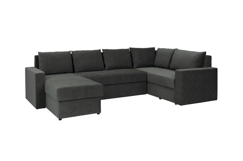 Staffin 4-sits Vänster U-formad Hörnbäddsoffa 140x270 cm med Förvaring i Tyg, Mörkgrå