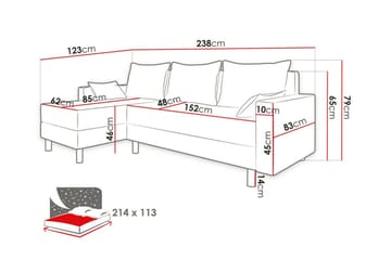 Summerhill 3-sits Högervänd Hörnbäddsoffa med Förvaring i Tyg med Träram - Svart - Möbler - Soffa - Bäddsoffa