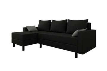 Summerhill 3-sits Högervänd Hörnbäddsoffa med Förvaring i Tyg med Träram - Svart - Möbler - Soffa - Bäddsoffa