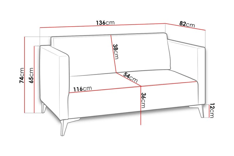 Szafir 2-sits Soffa 82x136 cm - Rosa - Möbler - Soffa - Bäddsoffa