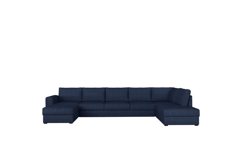 Taberk Bäddsoffa med Divan och Schäslong 5-sits i Chenille, Blå
