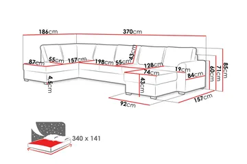 Taberk Bäddsoffa med Divan och Schäslong 5-sits - Marinblå - Möbler - Soffa - Bäddsoffa