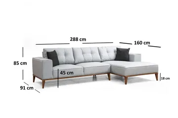 Thrill Bäddsoffa med Divan Höger - Grå - Möbler - Soffa - Bäddsoffa