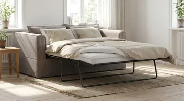 Travstad 3-sits Bäddsoffa med HVILA Bäddmadrass 140x200 cm Polyesterskum med Tvättbar klädsel - Grå - Möbler - Soffa - Bäddsoffa