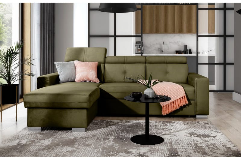 Trent Bäddsoffa m. Divan med Förvaring 3-sits, Rosa