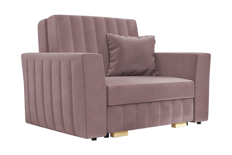 Upperud 1-sits Bäddbar Rektangulär Bäddsoffa med Förvaring i Sammet, Rosa