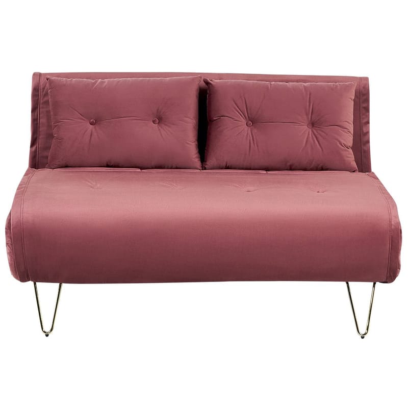 Vestfold 2-sits Bäddsoffa med Hårnålsben 130x200 cm i Sammet, Rosa
