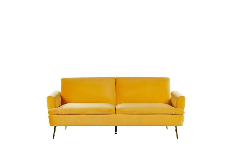 Vettre 3-sits Rektangulär Längsbäddad Bäddsoffa 110x180 cm i Sammet, Gul