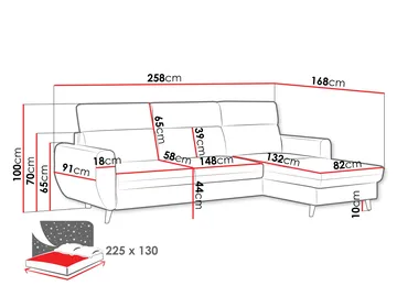 Vylon 3-sits Bäddsoffa med divan - Blå - Möbler - Soffa - Bäddsoffa