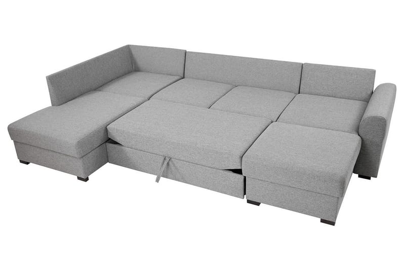 Wilma 6-sits Bäddsoffa med Schäslong i Tyg med Konstläderunderrede - Mellangrå - Möbler - Soffa - Bäddsoffa
