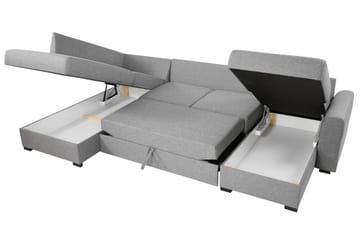 Wilma 6-sits Bäddsoffa med Schäslong i Tyg med Konstläderunderrede - Mellangrå - Möbler - Soffa - Bäddsoffa