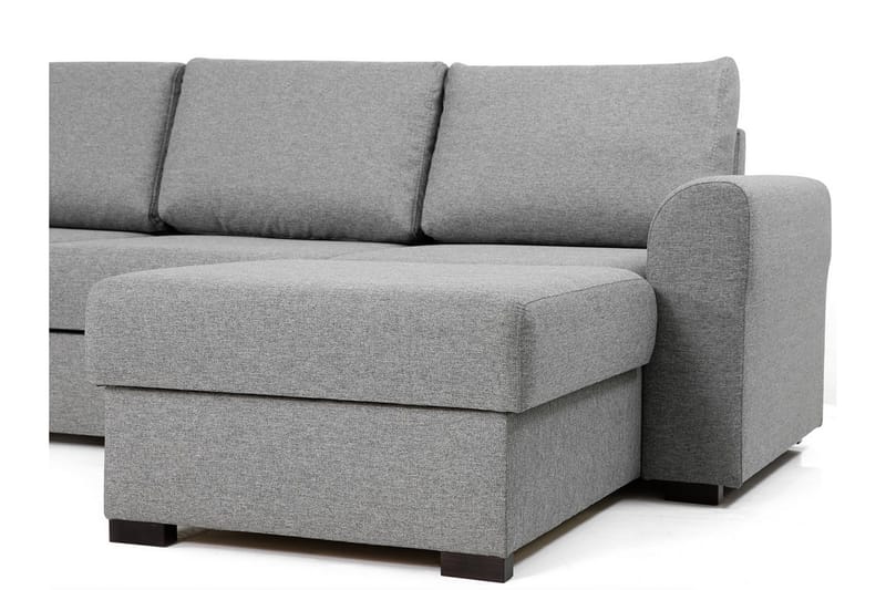 Wilma 6-sits Bäddsoffa med Schäslong i Tyg med Konstläderunderrede - Mellangrå - Möbler - Soffa - Bäddsoffa