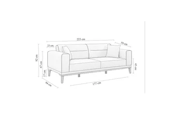 Wyong Bäddsoffa 3-sits 223x94 cm - Grå - Möbler - Soffa - Bäddsoffa