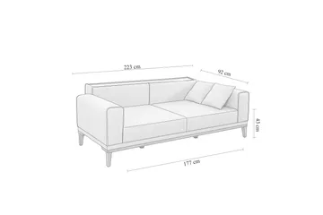 Wyong Bäddsoffa 3-sits 223x94 cm - Grå - Möbler - Soffa - Bäddsoffa