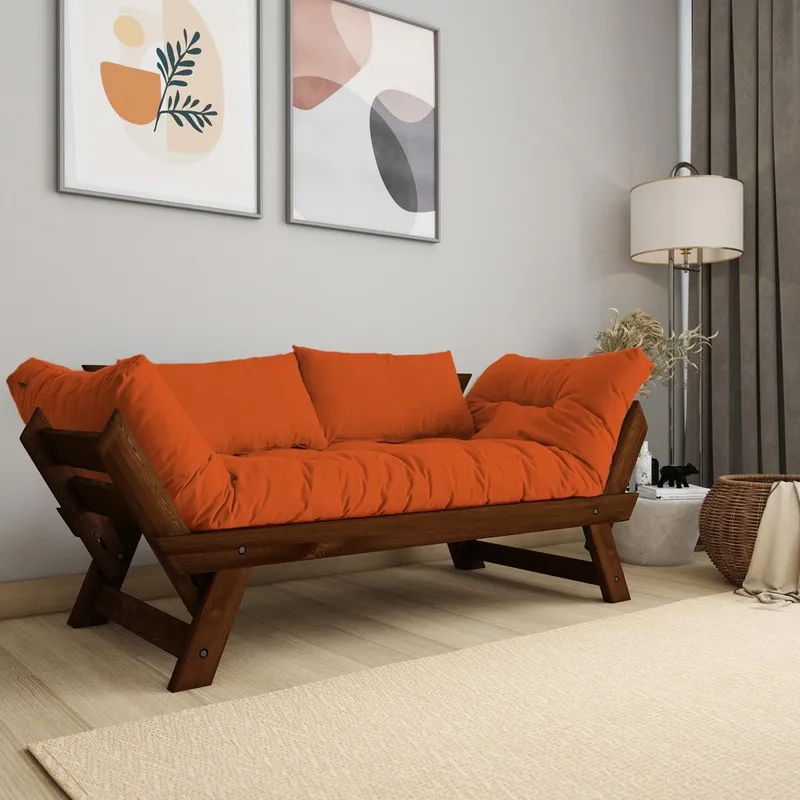 Zylar 2-sits Bäddsoffa, Brun/Orange