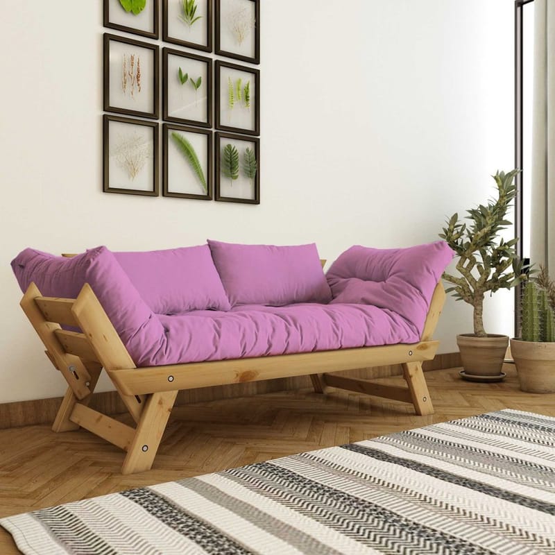 Zylar 2-sits Bäddsoffa, Rosa/Natur