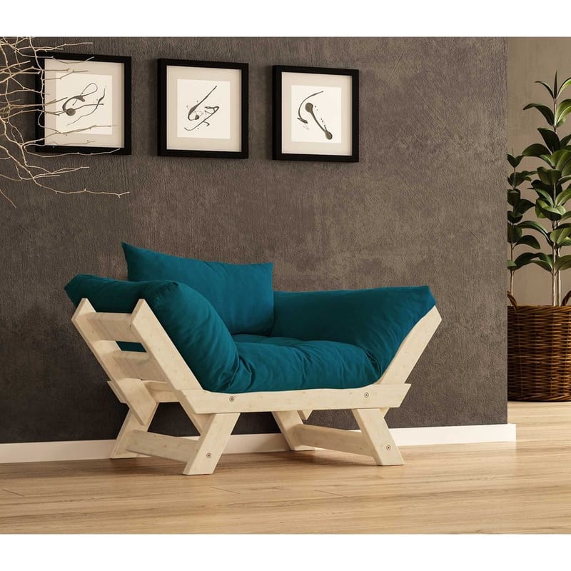 Zylar 2-sits Fällbar Bäddsoffa med Träram 75x140 cm i Linne, Beige