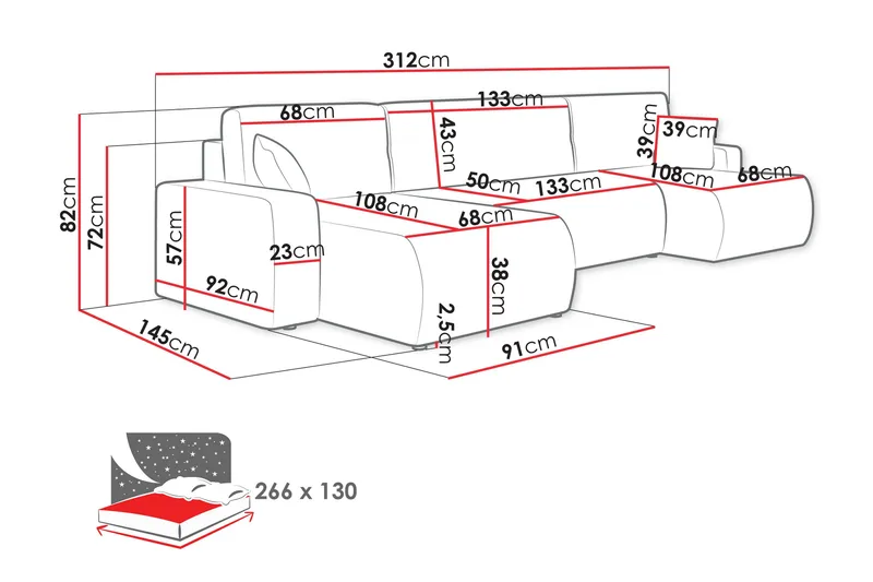 Barile Soffa Dubbeldivan 4-sits - Ljusgrå - Möbler - Soffa - U-soffa