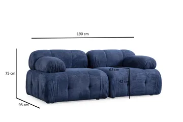 Belgin Bubblig Soffa 2-sits med fasta armstöd - Blå - Möbler - Soffa - Modulsoffor - Komplett modulsoffa