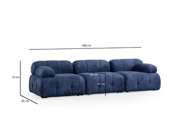 Belgin Bubblig Soffa 3-sits med fasta armstöd - Blå - Möbler - Soffa - Modulsoffor - Komplett modulsoffa