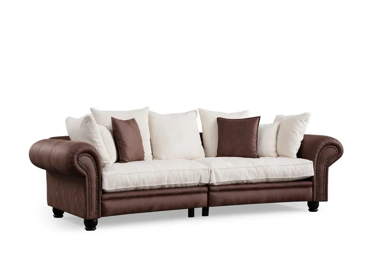 Belia 3-sits Soffa, Brun/Vit