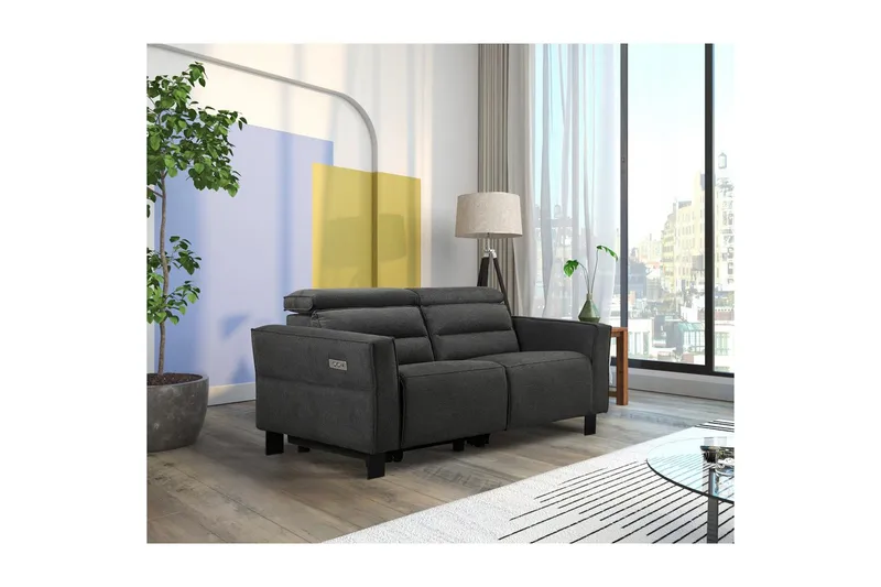 Carpari 2-sits Reclinersoffa 162 cm med Justerbara Nackstöd i Tyg - Grå - Möbler - Soffa - Biosoffa & reclinersoffa - 2 sits biosoffa & reclinersoffa