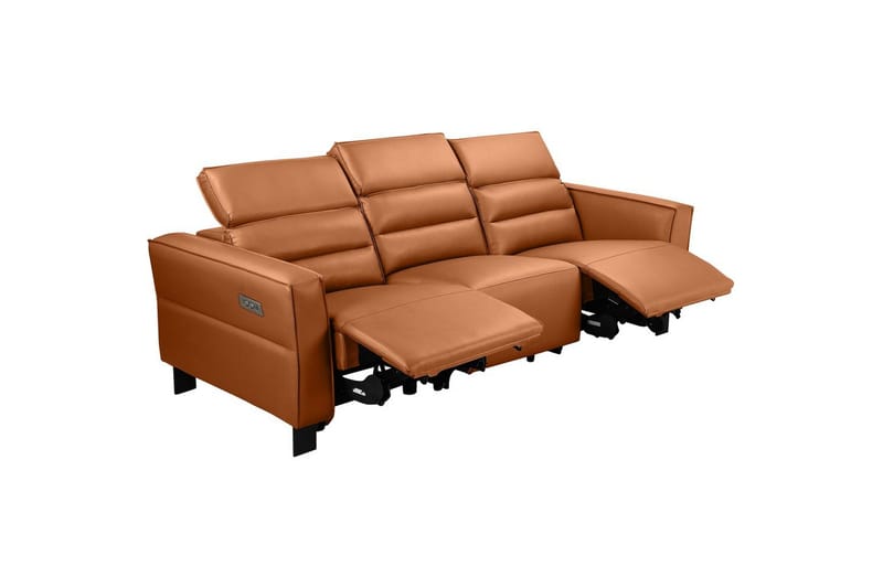 Carpari Djup 3-sits Biosoffa 224 cm med Recliner i Konstläder - Brun - Möbler - Soffa - Biosoffa & reclinersoffa