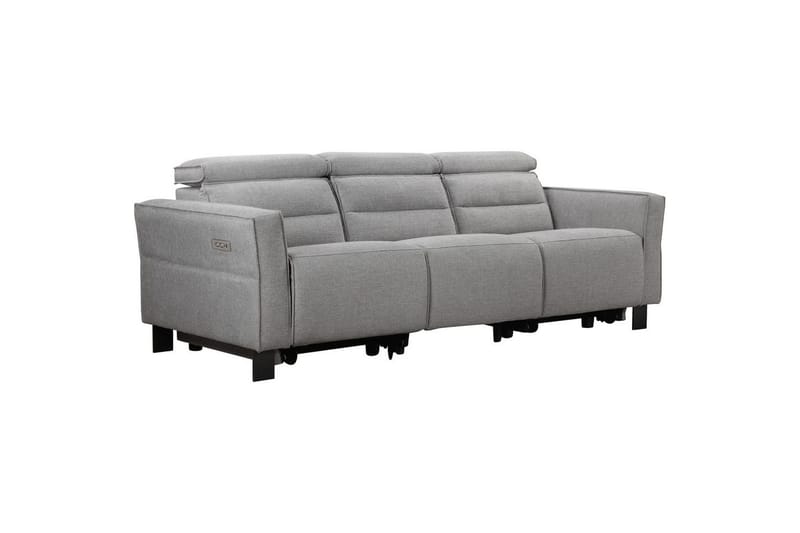 Carpari Djup 3-sits Biosoffa 224 cm med Recliner i Tyg - Grå - Möbler - Soffa - Biosoffa & reclinersoffa