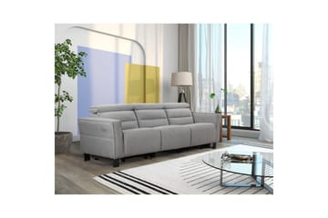 Carpari Djup 3-sits Biosoffa 224 cm med Recliner i Tyg - Grå - Möbler - Soffa - Biosoffa & reclinersoffa